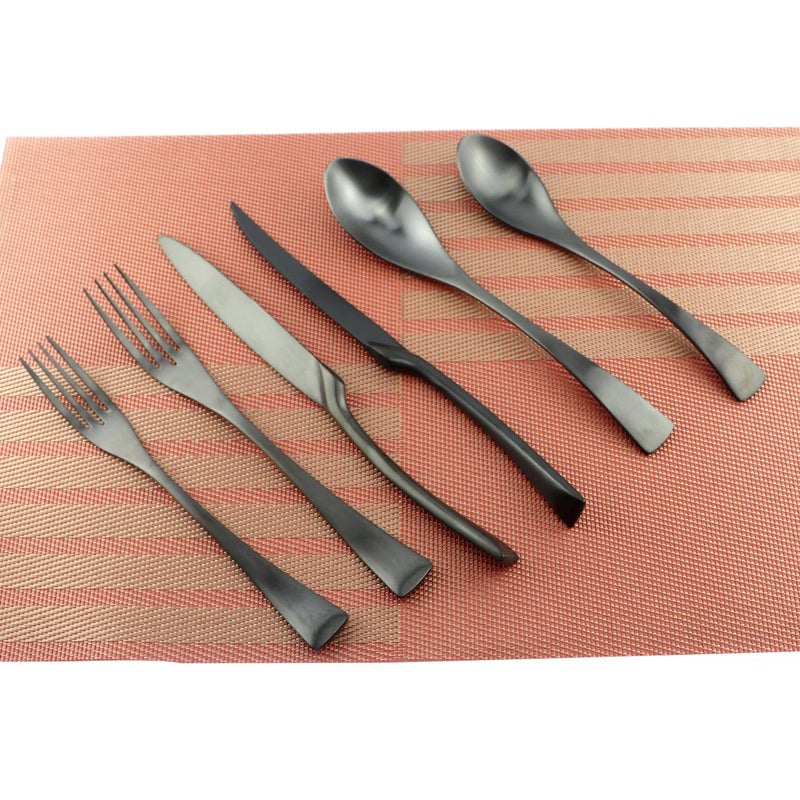 Uniturcky 24-Piece Flatware Set,Extra Thick Heavy Duty - 18/10 Stainless Steel Cutlery Sets,High Matte Black Finish Silverware Flatware Sets Service for 4,Use for Home,Kitchen Utensil Sets - Image 2